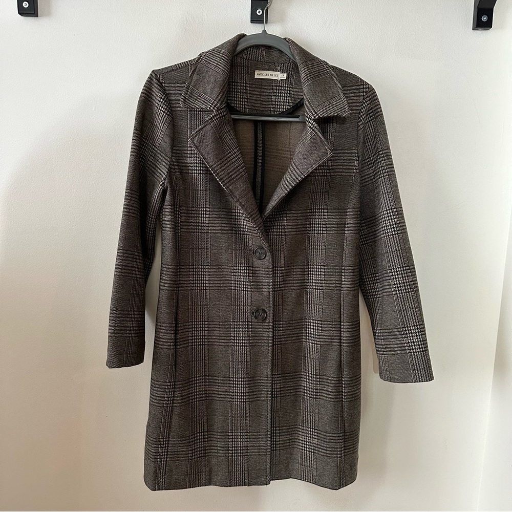 Avec Les Filles | Anthropologie | Brown Plaid Trench Coat